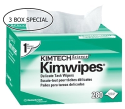 Kimteck Kimwipes, Equipment Wipes, 4.5" x 8.5", Disposable, 280/BX, 3BX