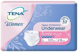 Tena Protective Underwear, Women, Super Plus, Cotton, Large, 16/PK, 4PK/CS