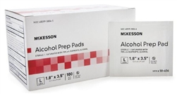 McKesson Isopropyl Alcohol Prep Pads, 70%, Individual Packet, Large, Sterile, 100/BX 10BXS/CS