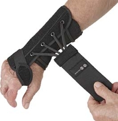 Removable Wrist Brace, Palmar Stay, Suede, Right Hand, Black, Medium