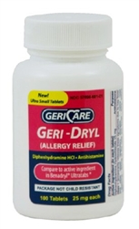 Geri-Dryl Allergy Relief, 25 mg Strength Tablets, 100/BT