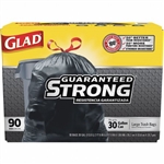 Trash Bag, Glad, 30 gal. Black LLDPE 1.05 mil, 30 X 33 " Flat Pack, 90/Cs