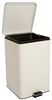 Trash Can with Plastic Liner, 32 Quart, Square White, Steel Step On