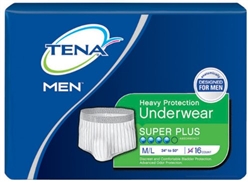 Tena Protective Underwear Pull On, Men, Super Plus, Cotton, Medium/Large, 16/PK, 4PK/CS