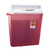 SharpStar In-Room Multi-purpose Sharps Container, Translucent Red Base, 18.5"H X 16.5"W X 6"D, Horizontal Entry Lid, Locking Lid, 4 Gallon, 10/CS