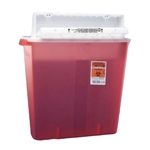 SharpStar In-Room Multi-purpose Sharps Container, Translucent Red Base, 18.5"H X 16.5"W X 6"D, Horizontal Entry Lid, Locking Lid, 4 Gallon, 10/CS