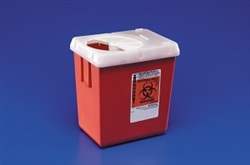 Phlebotomy Sharps Containers, 1 Qt with Clear Lid, AutoDrop, Red Base Vertica, 100/CS