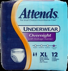 Attends Overnight Underwear, X-Large, Super Absorbency, 12/PK, 4PK/CS