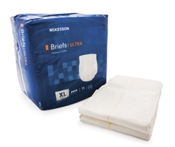McKesson Ultra Adult Incontinent Brief, Tab Closure, X-Large, Disposable, Heavy Absorbency, 15/PK 4 PK/CS