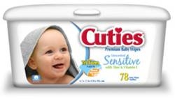 Cuties, Baby Wipes, Unscented, 78/PK 12PK/CS