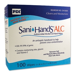 Sani-Hands, Antimicrobial, Alcohol, Gel, Hand Wipes, 8"x 5.3", 100/BX, 10BX/CS