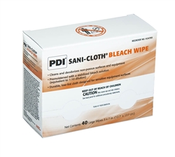 Sani-Cloth, Bleach Cleaning Wipes, Individual Wrapped, 5"x7", Chlorine Scent, 40/BX, 10BX/CS