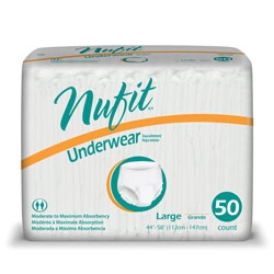 Brief, Nu-Fit, Protective Underwear, 44-58", Large, 50EA/PK 2PK/CS