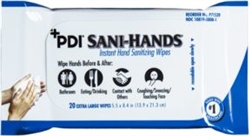 Sani-Hands, Antimicrobial, Alcohol Gel, Hand Wipes, Bedside Pack, XL, 5.5"x 8.4", 20/PK, 48PK/CS