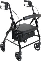 ProBasics Aluminum Rollator, 6" Wheels, Black, 300 lb Weight Capacity