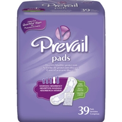 Prevail Bladder Control Pads, 13" Long, Heavy Absorbency, 39/PK, 4PK/CS