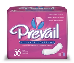 Pads, Prevail, Bladder Control, 16" Long, Ultra Thin, Ultimate Absorbency, 36/PK 4PK/CS