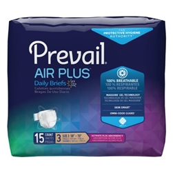 Prevail Air Plus Unisex Adult Incontinence Brief Size 3 Disposable Heavy Absorbency, 60/CS