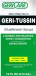 Geri-Tussin Expectorant Liquid, Sugar Free, 100mg, 16 oz, Compares to Robitussin