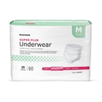 McKesson Adult Absorbent Underwear, Super Plus, Pull On with Tear Away Seams, Unisex, Medium, Moderate Absorbency, 20/PK 4 PKS/CS