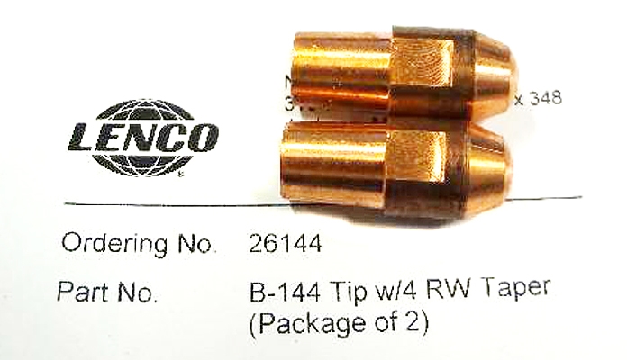 Lenco 26144 B-144 Welding Tip with 4 RW Taper (Pk of 2) - Tillman Tools