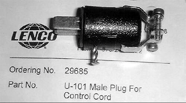 Lenco 29685 U-101 Male Control Cord Plug