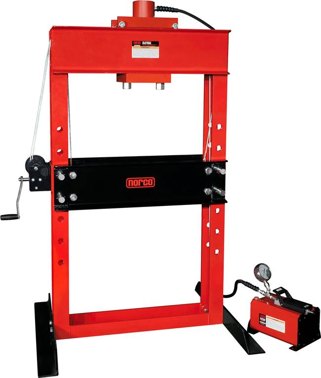 Norco 78077 50 Ton Press With Air/Hydraulic Foot Pump - 13 1/4" Stroke
