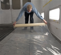 RBL 421 Spray Booth Floor 48" x 200' Roll Self-Adhering, Heavy-Duty Clear Plastic