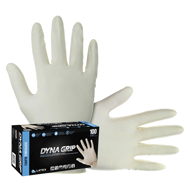 SAS Safety 650-1004 Dyna Grip Latex Disposable Glove (Powder-Free), X-Large 100/Box