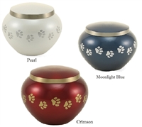 Odyssey Elite Paw Print Series Cremation Urn | Crimson Red | Moonlight Blue | Pearl