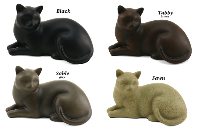 Cozy Cat Pet Cremation Urn | Black | Fawn | Sable | Tabby