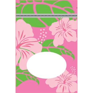 CLEARANCE   Hibiscus Nui Pink Large Stand Up Zipper Pouch - Bulk 100-count