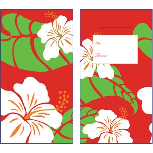 Hibiscus Nui White/Red Glitter Lucky Money Envelopes