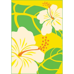 Hibiscus Nui Yellow Glitter Note Cards