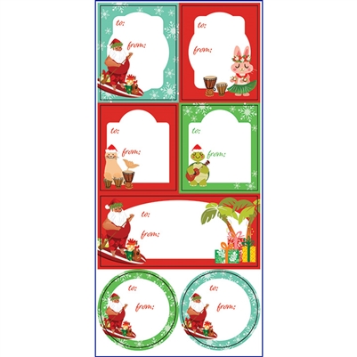 Paddle Board Santa Gift Tags