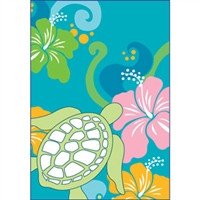 Honu Hibiscus Turquoise Glitter Note Cards
