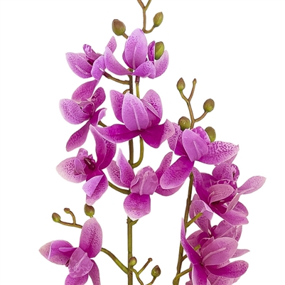 Artificial Real Touch Orchid - Triple Spray with Leaves - Purple