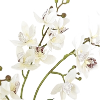 Artificial Real Touch Orchid - Triple Spray with Leaves - White