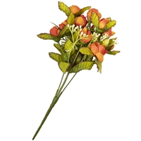 Artificial Silk Flowers Small Bunch Rose Bud - Orange