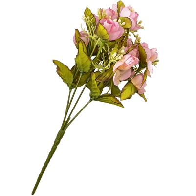 Artificial Silk Flowers Small Bunch Rose Bud - Pink