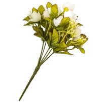 Artificial Silk Flowers Small Bunch Rose Bud - White