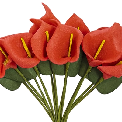 Artificial 144 Mini Calla Lily Craft Flowers -  Red