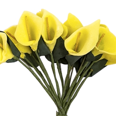 Artificial 144 Mini Calla Lily Craft Flowers -  Yellow
