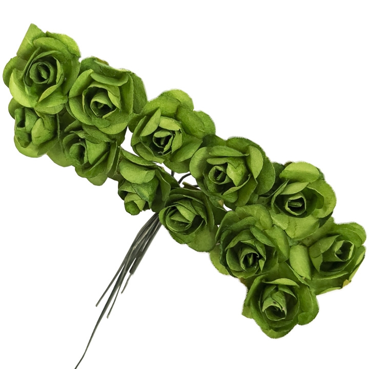 Artificial Silk Flowers Mini Rose Craft Flowers - Green