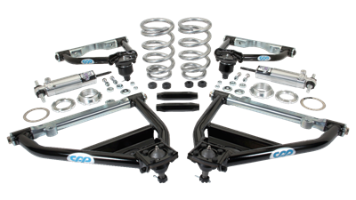 CPP 1955 1956 1957 Chevy Narrowed Tubular Control Arms with Viking Double Adjustable Coilover Kit