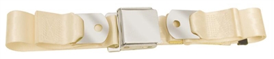 ALL SALES FINAL - 1955-1957 Chevy Driver Quality Front Seat Belt Set, Ivory