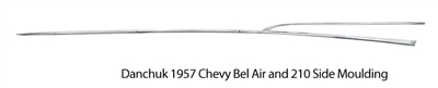 1957 Chevy Bel Air & 210 Side Moulding, Upper Quarter Long Piece, Driver Side, 4-Dr Hardtop (OS)