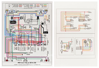 1955 Chevy Laminiated Wiring Diagram, Color