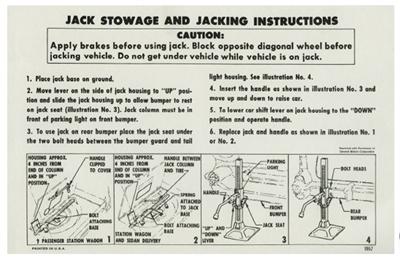 1957 Chevy Jacking Instructions, Wagon, Nomad & Sedan Delivery