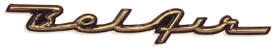 1957 Chevy Bel Air Gold & Black Dash Script Emblem